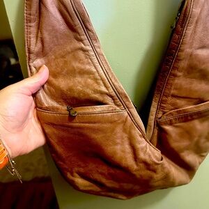 Sash leather bag tan in colour